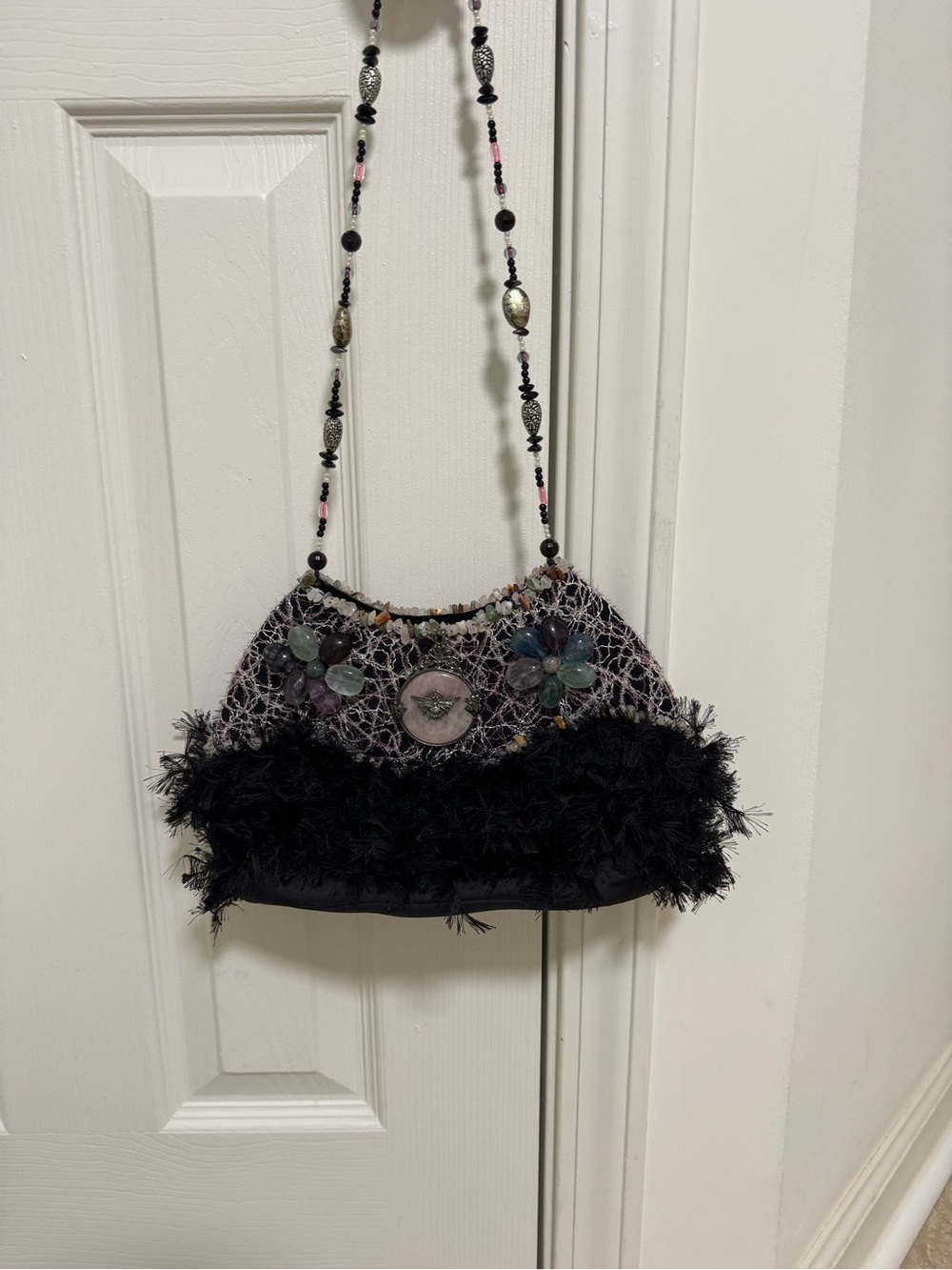 Vintage Feathered Mary Frances Purse